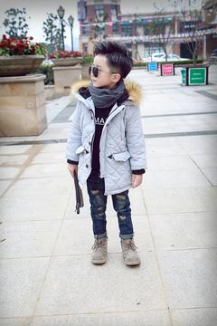 男童秋冬外套 中长款儿童韩版毛呢大衣童装加厚风衣宝宝英伦风衣