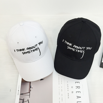 韩版日系新款 帽子男女夏天 鸭舌帽 刺绣棒球 黑白弯檐帽 嘻哈帽