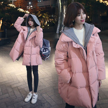 韩国女棉服面包服2015冬装新款可脱卸帽加厚中长款茧型学生棉衣潮