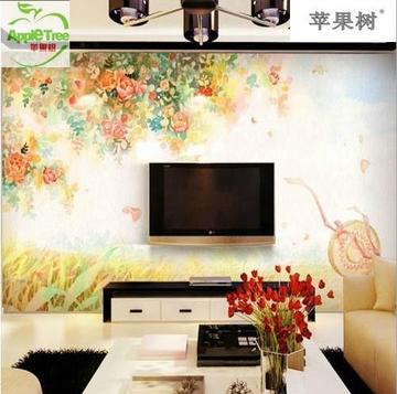 大型壁画 电视背景墙壁纸 客厅卧室3d立体影视墙壁纸 彩绘月季