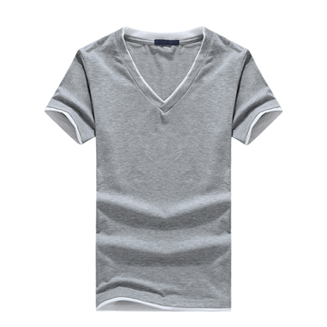 2015夏季韩版男士短袖t恤男修身V领纯棉青少年半袖男装体恤潮流
