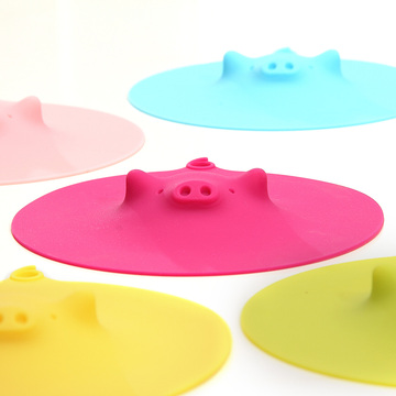 3D可爱猪盖子 硅胶杯盖碗盖 无毒防漏多用保鲜盖 食品级