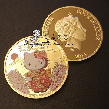 Hello Kitty 凯蒂猫 40周年站立纪念币英联邦纪念彩色纽埃金币