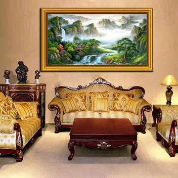 油画风景纯手绘画欧式客厅有框画装饰画手工山水聚宝盆正品挂画