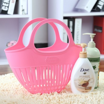 新款韩版糖果手提篮时尚软塑料买菜篮淋浴篮高档收纳篮包购物篮子