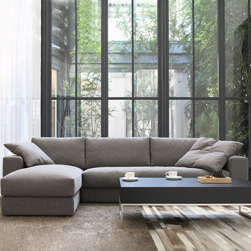 简约小户型布艺沙发 北欧现代日式转角组合客厅L型三位布艺沙发