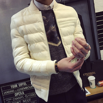冬装男士棉服加厚保暖休闲明线针织外套修身韩版潮丝绵皮棉衣包邮