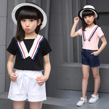 T恤女童新款休闲印花韩版中大童单 件上衣学生装新款上衣百搭
