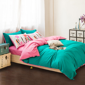 广罗家纺 简约素色纯色四件套纯棉全棉床单被套1.5/1.8m床上用品