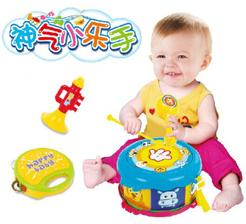 欧锐宝宝启蒙乐器儿童打击乐器幼儿园手鼓摇鼓喇叭玩具7件套组合