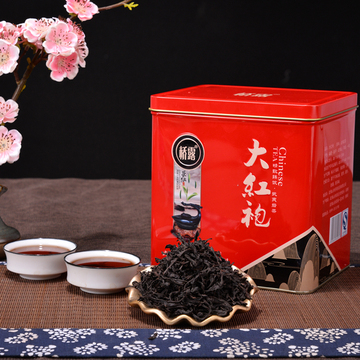 岩茶武夷山大红袍茶叶红茶乌龙茶铁罐礼品礼盒装500g高火工作茶
