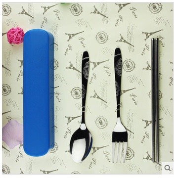 【天天特价】不锈钢便携旅行环保餐具 学生叉子勺子筷子三件套装