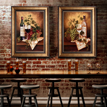欧式餐厅装饰画客厅双联墙上画饭厅酒瓶挂画美式水果餐桌简欧壁画