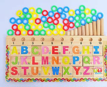 儿童蒙氏教具教英文甜圈对数板儿童益智认知木制质早教玩具