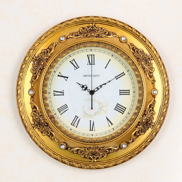 欧式复古静音孔雀挂钟圆形个性创意简约客厅卧室钟表欧美艺术时钟