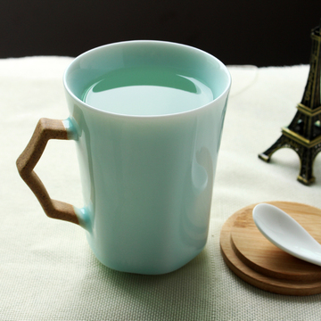 景德镇陶瓷杯子带盖勺复古马克杯定制咖啡杯个性创意情侣水杯茶杯