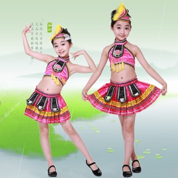 儿童民族演出服少儿少数民族幼儿女童彝族苗族壮族土家族舞蹈服装