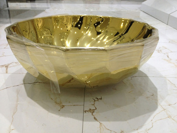 超值新款SMK陶瓷227彩金时尚镀金色台上盆海螺盆艺术超豪华特价