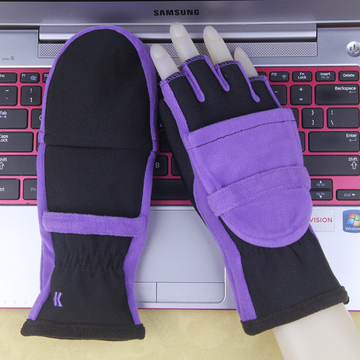 翻盖男女手套冬保暖两用翻盖手套学生触摸写字电脑打字半指手套