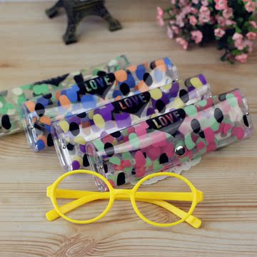 韩国创意便携学生眼镜盒透明包邮 小清新pvc女生近视眼睛盒可爱