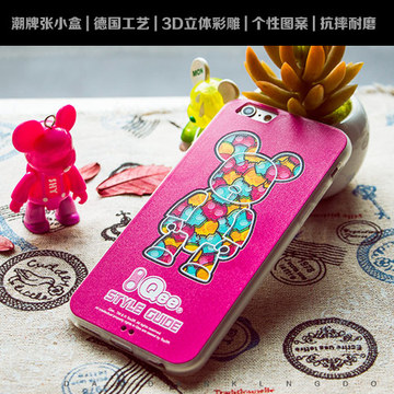 正品潮牌张小盒iphone6苹果6手机壳4.7日韩卡通暴力熊保护套包邮