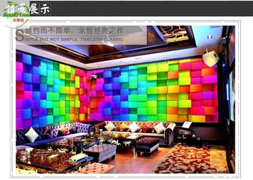 3D彩色大型酒吧ktv网吧餐厅无缝绚丽背景厂家直销电视墙壁纸壁画