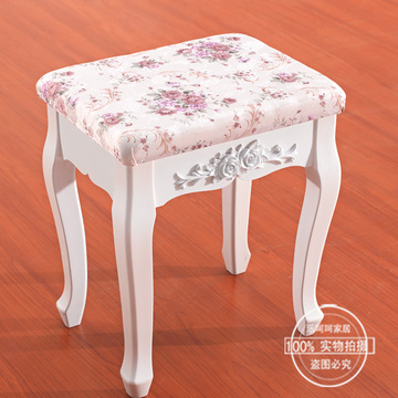 简约现代韩式梳妆凳子欧式白色烤漆化妆凳特价椅子粗腿换鞋凳田园
