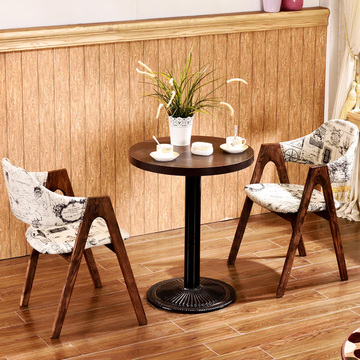 美式甜品奶茶店茶西餐厅咖啡馆餐桌椅组合实木餐饮复古桌椅批发