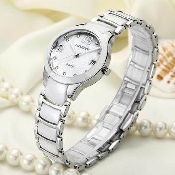 路欧斯宾正品手表女陶瓷女表新款时尚潮流行石英表防水女士腕手表