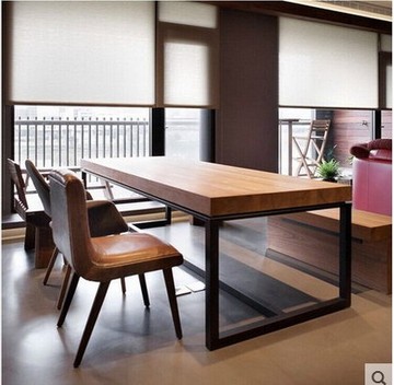 欧式餐桌铁艺实木餐桌椅长方形铁艺餐桌烤漆多功能伸缩饭桌小户型