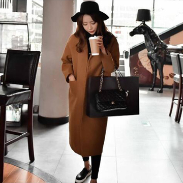 2015秋冬新款女装韩版显瘦呢子大衣长款羊绒风衣加厚毛呢外套285