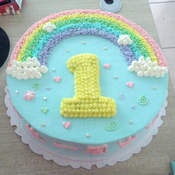 苏州彩虹蛋糕周岁生日 数字可以换新款里面6层彩虹胚吴江昆山常熟