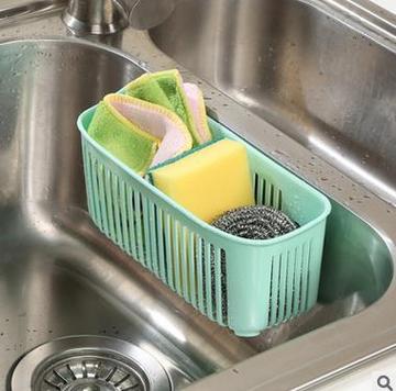 厨房多用途收纳置物架水槽壁挂式双吸盘洗碗海绵沥水篮收纳盒架