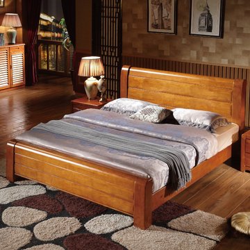 特价1.8米全实木床 婚床双人床 田园风橡木床 简约现代中式家具