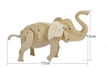 木匠人儿童益智玩具diy拼装动物模型 木制3D立体拼图拼板精品小象