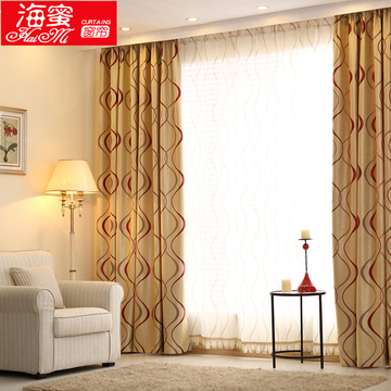 高档成品窗帘布料定制客厅卧室飘窗遮光欧式简约现代丝绒加厚条纹