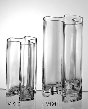 加厚透明玻璃花瓶现代简约通透厚重三叶草家居酒店客厅花艺摆件