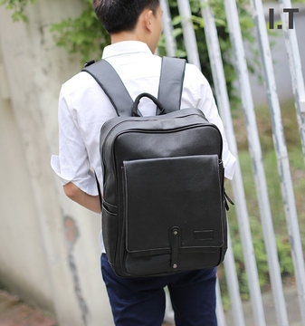 香港代购正品真皮双肩包 韩版男士书包方形竖款背包笔记本电脑包