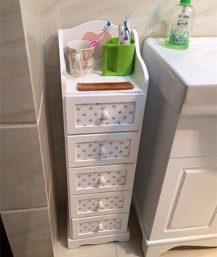 浴室边柜 卫生间储物柜 现代简约卫浴马桶置物柜实木侧柜