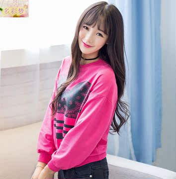 女装秋季套头卫衣外套 新款韩版学院风长袖上衣 女学生印花T恤甜