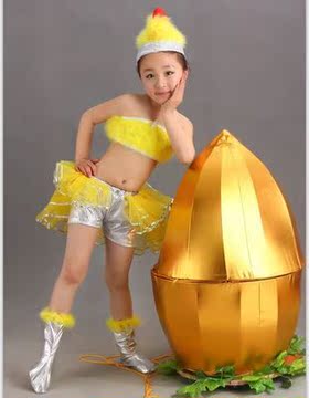 新款六一儿童小鸡也疯狂节目舞蹈道具演出服大鸡蛋壳金蛋道具话筒