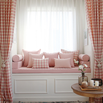 粉色韩式飘窗垫窗台垫子装饰卧室公主纯棉榻榻米定制阳台海绵坐垫