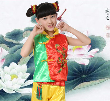2015新款六一儿童节武术服装男女童秧歌服舞台演出服表演服短袖