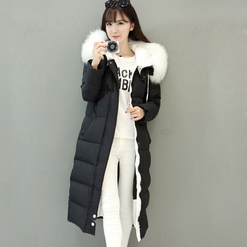 2015冬装新款韩版中长款加厚大毛领羽绒服修身欧货外套女羽绒衣潮
