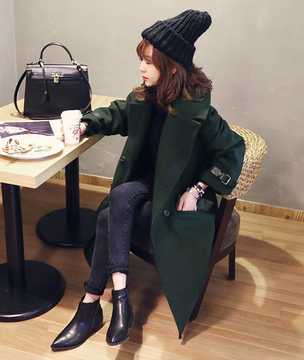 秋季新款女装羊毛呢外套上衣2016韩版修身显瘦中长款呢子大衣女潮