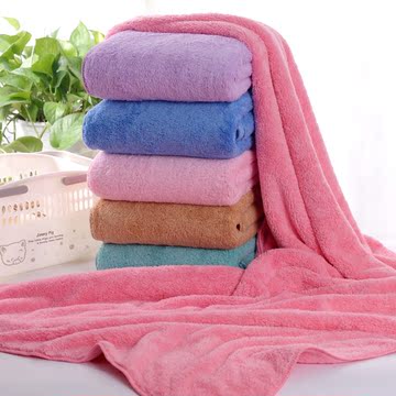 韩国正品超细纤维珊瑚绒浴巾 超强吸水加大加厚成人情侣浴巾包邮