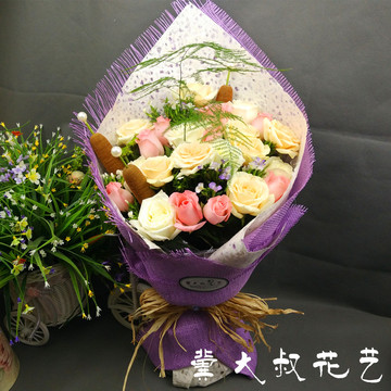 冀大叔花艺|周年纪念花束|香槟戴安娜混搭花束|七夕送给爱人的花