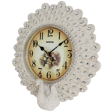 客厅卧室创意挂钟装饰个性现代时钟时尚孔雀欧式静音石英钟挂钟表