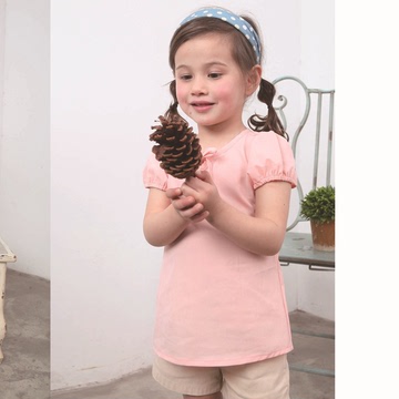 糖之果童装女童短袖2015夏季新款女童系带短袖娃娃衫儿童短袖T恤