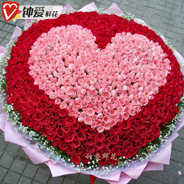 999朵365朵红粉玫瑰花上海鲜花速递表白求婚生日普陀静安徐汇送花